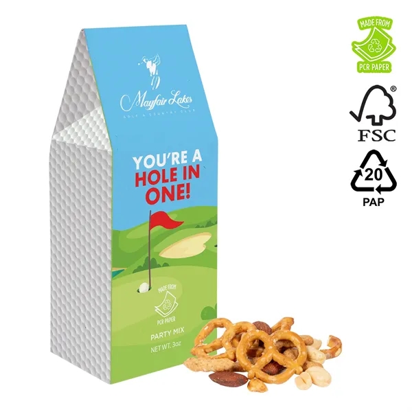 Gable box filled with party mix.... from ASI 44900 NC Custom (CI/Lanco) / Chocolate Inn