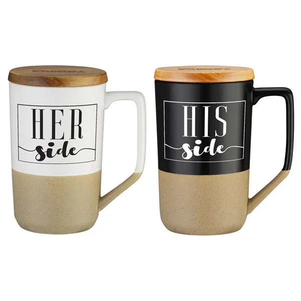 15 oz. Two tone ceramic mug with wood lid.... from ASI 44900 NC Custom (CI/Lanco) / Lanco
