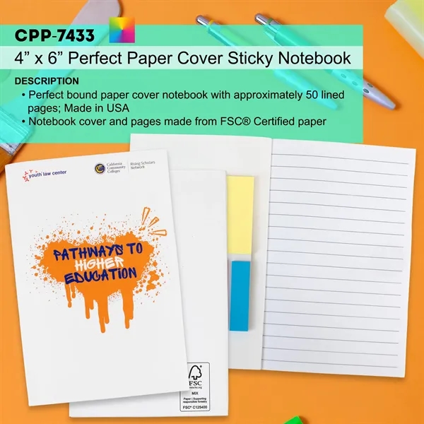 4" X 6" Perfect Paper Cover Sticky Note Book... from ASI 30208 A P Specialties / AP Specialties