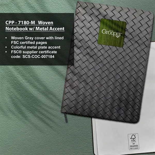 Woven Notebook with Metal Accent... from ASI 30208 A P Specialties / AP Specialties