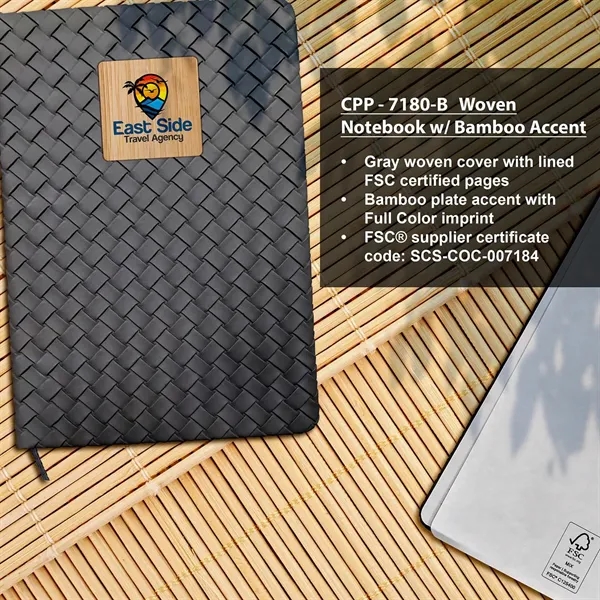 Woven Notebook with Bamboo Accent... from ASI 30208 A P Specialties / AP Specialties