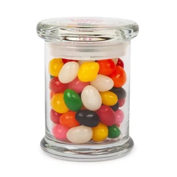 Glass jar with gourmet jelly beans.... from ASI 44900 NC Custom (CI/Lanco)