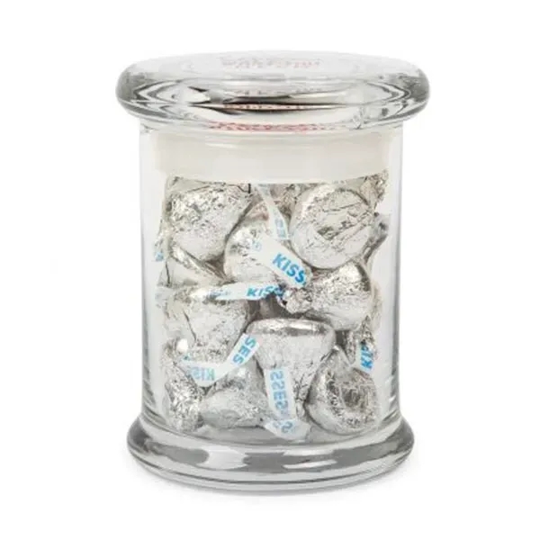 Glass jar with gourmet Hershey's chocolate kisses.... from ASI 44900 NC Custom (CI/Lanco)