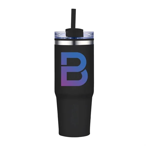 30 oz. Double Wall Stainless Steel Tumbler w/ Lid and Straw... from ASI 39820 Opusline (Benmex)
