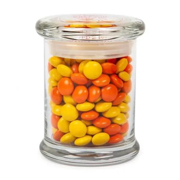 Glass jar with gourmet chocolate buttons.... from ASI 44900 NC Custom (CI/Lanco)