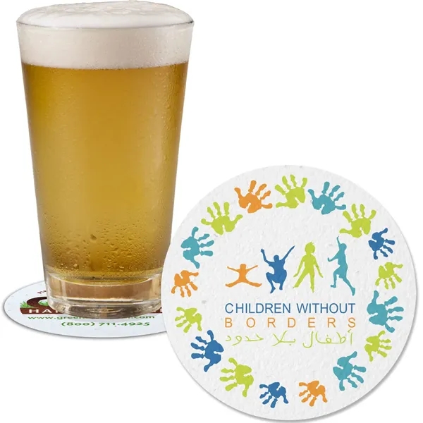 Premium seeded paper coaster made of 100% recycled material and embedded... from ASI 54100 Fields Manufacturing Inc / Sprout Tyme Line by American Greenwood