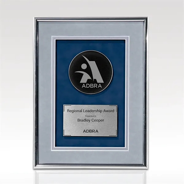 12" x 15" plaque that features a silver frame, shown with... from ASI 93986 Visions/Awardcraft / Visions Awards