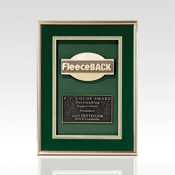 9" x 12" plaque with gold frame edging, gold-tone DecoCast™ plate... from ASI 93986 Visions/Awardcraft