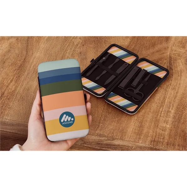 Full-Color Vegan Leather Personal Care Kit with Tweezers, Two Nail Clippers,... from ASI 45657 Pop! Promos