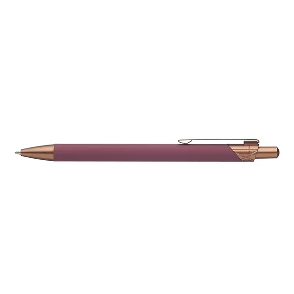 Aluminum ballpoint pen with geometric design on top barrel.... from ASI 39552 BEL Promo