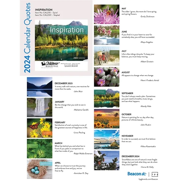 13 month nature with uplifting quotes calendar.... from ASI 61966 HPG / Beacon Promotions HPG Gold