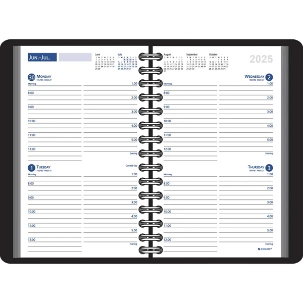 Two-day spread planner with ruled lines and wired binding... from ASI 61966 HPG / Beacon Promotions HPG Gold