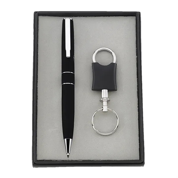 Set includes metal ballpoint pen and valet keychain all in a... from ASI 46755 Cosmo Promos