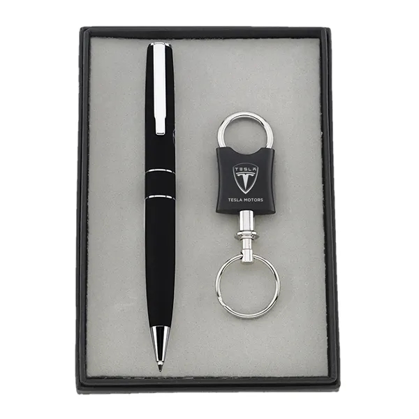 Set includes metal ballpoint pen and valet keychain all in a... from ASI 46755 Cosmo Promos