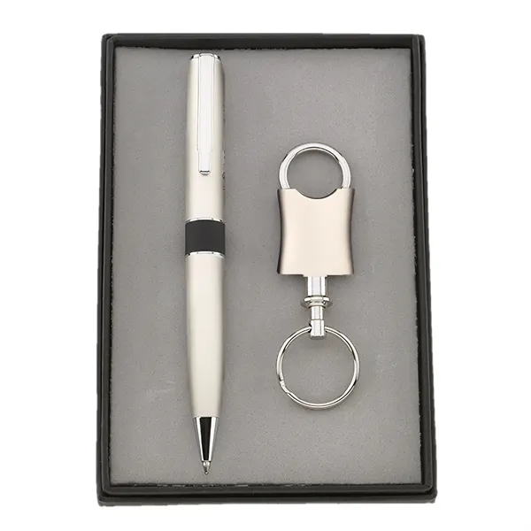 Set includes metal ballpoint pen and valet keychain all in a... from ASI 46755 Cosmo Promos