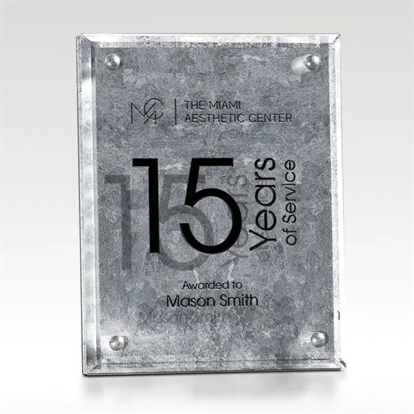 Silver gilded plaque made from glass and resin with a easel... from ASI 93986 Visions/Awardcraft / Visions Awards