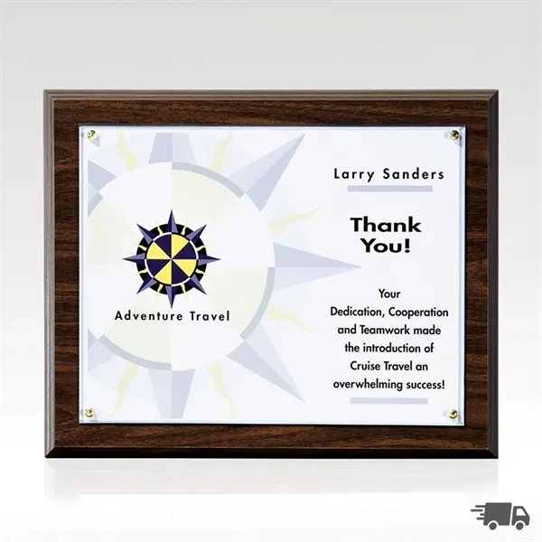 Certificate holder with walnut panel, clear acrylic and keyhole back for... from ASI 93986 Visions/Awardcraft