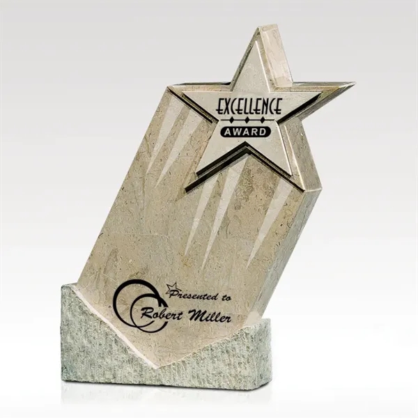Cappuccino colored stone award that features white agate accents.... from ASI 93986 Visions/Awardcraft / Visions Awards