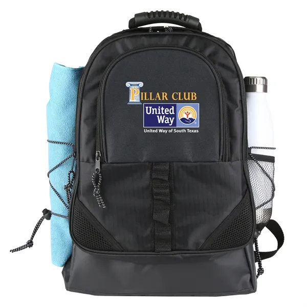 14" computer backpack. Ergonomic, textured grip top handle for side carrying.... from ASI 46755 Cosmo Promos