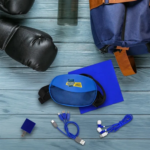 Sporty Charging Ear Bud and Cloth Travel Set... from ASI 30208 A P Specialties / AP Specialties