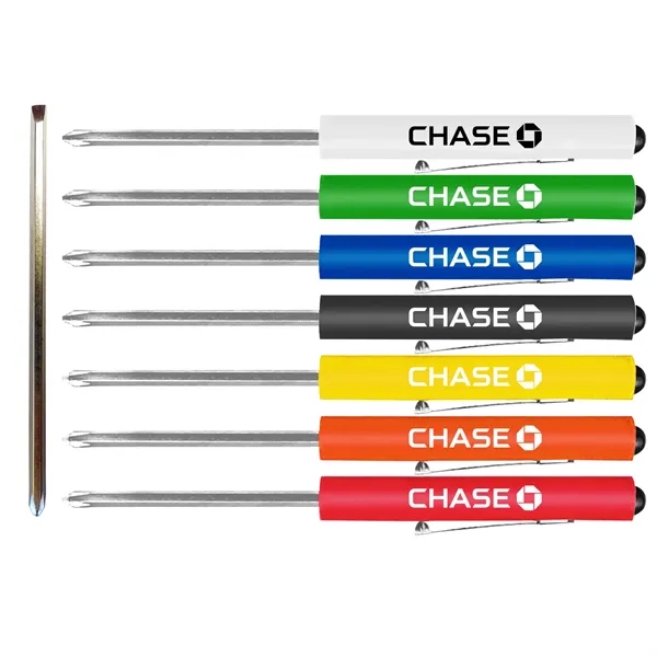 Jumbo pocket screwdriver with reversible Phillips/flat bit, fatigue reducing grip, and... from ASI 74585 Nu Promo International / Nu Promo Line