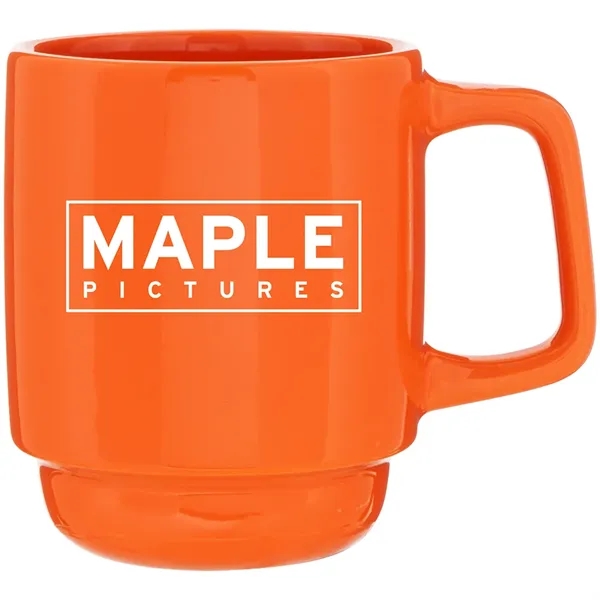 16 oz stackable ceramic mug with glossy colored exterior and matching... from ASI 51197 ETS Express, LLC