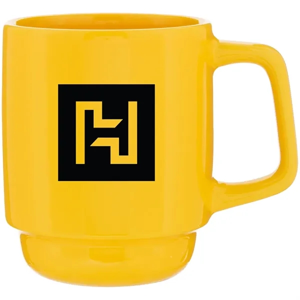 16 oz stackable ceramic mug with glossy colored exterior and matching... from ASI 51197 ETS Express, LLC