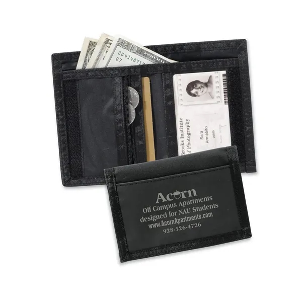 Polyester ID wallet with interior zippered coin pocket and full-length bill... from ASI 68507 The Magnet Group / Perfect Line