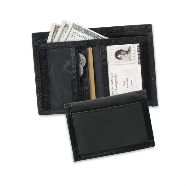 Polyester ID wallet with interior zippered coin pocket and full-length bill... from ASI 68507 The Magnet Group / Perfect Line