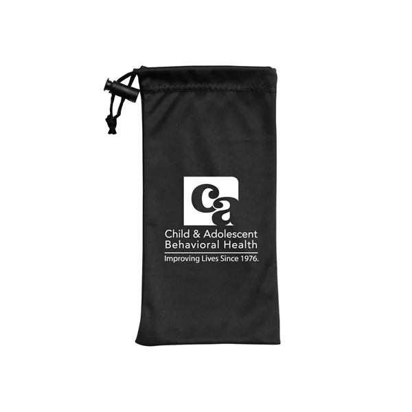 7.13" x 3.5" 100% microfiber drawstring pouch with two zippered pockets.... from ASI 68507 The Magnet Group / Perfect Line