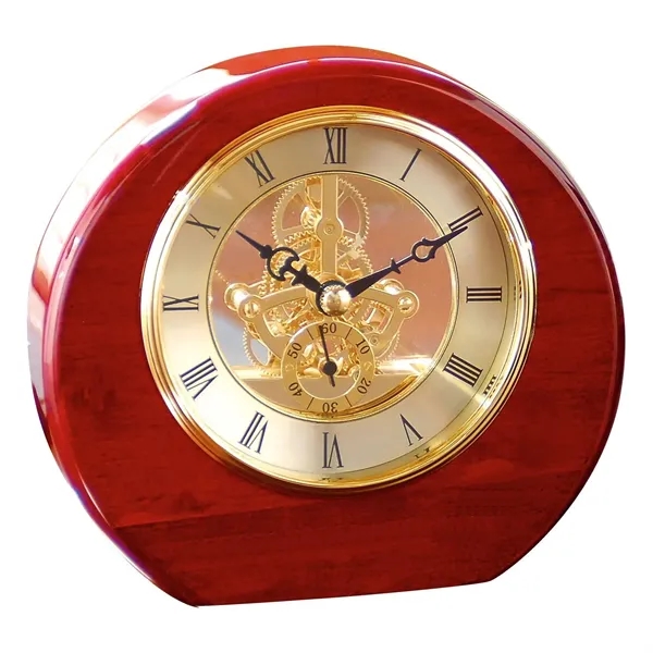 Polished rosewood or black piano wood finish desktop clock with Roman... from ASI 68507 The Magnet Group / Benchmark Crystal & Clocks