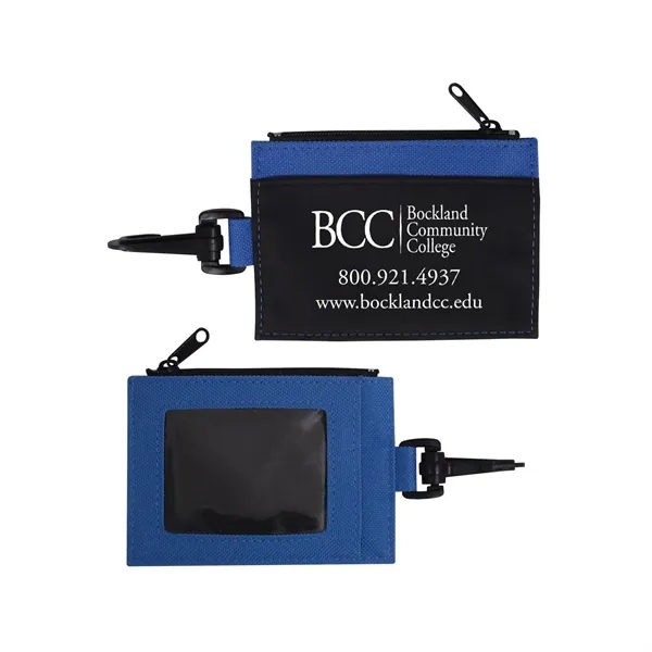 Polyester and PVC trim zippered ID wallet with clip attachment.... from ASI 68507 The Magnet Group / Perfect Line