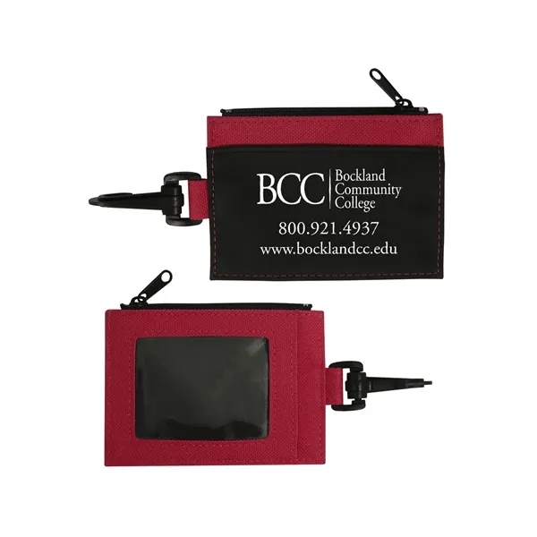 Polyester and PVC trim zippered ID wallet with clip attachment.... from ASI 68507 The Magnet Group / Perfect Line