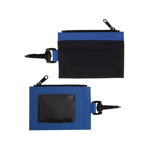 Polyester and PVC trim zippered ID wallet with clip attachment.... from ASI 68507 The Magnet Group / Perfect Line