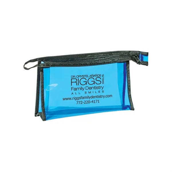 Clear PVC pouch with double-stitched zipper, gusseted bottom, finger loop and... from ASI 68507 The Magnet Group / Perfect Line