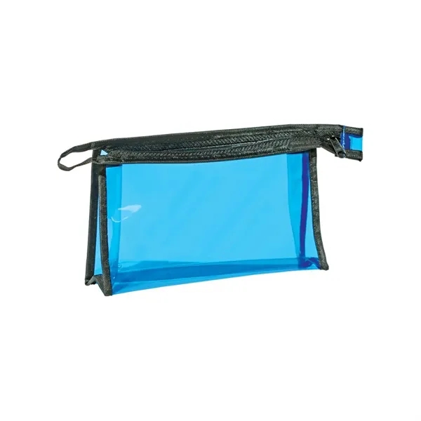 Clear PVC pouch with double-stitched zipper, gusseted bottom, finger loop and... from ASI 68507 The Magnet Group / Perfect Line