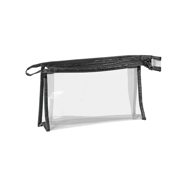 Clear PVC pouch with double-stitched zipper, gusseted bottom, finger loop and... from ASI 68507 The Magnet Group / Perfect Line
