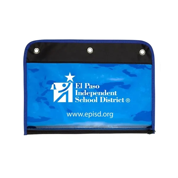Clear portfolio pouch with zippered closure and three hole punches for... from ASI 68507 The Magnet Group / Perfect Line