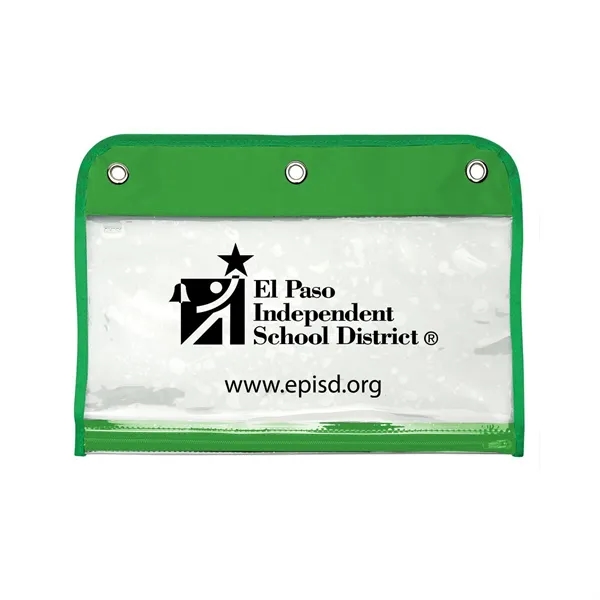 Clear portfolio pouch with zippered closure and three hole punches for... from ASI 68507 The Magnet Group / Perfect Line