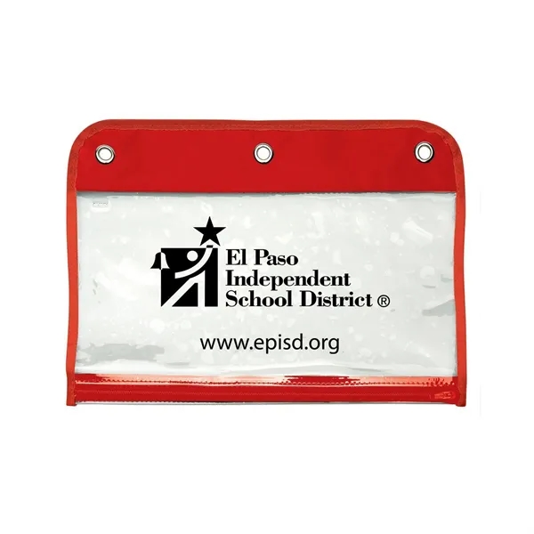 Clear portfolio pouch with zippered closure and three hole punches for... from ASI 68507 The Magnet Group / Perfect Line