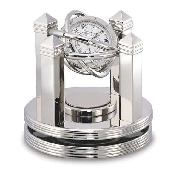 Quartz clock designed with gimbaled movement, Roman numerals and second hand.... from ASI 68507 The Magnet Group / Benchmark Crystal & Clocks