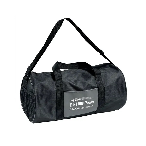 Polyester duffel bag with vinyl pocket, mesh carry handles, adjustable shoulder... from ASI 68507 The Magnet Group / Perfect Line