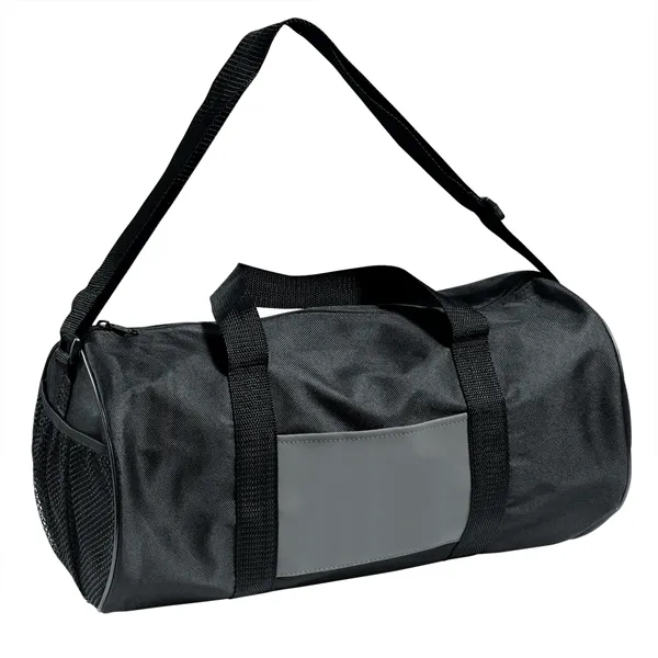 Polyester duffel bag with vinyl pocket, mesh carry handles, adjustable shoulder... from ASI 68507 The Magnet Group / Perfect Line