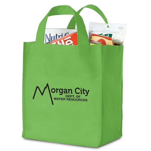 Grocery bag made of non-woven polypropylene with bottom reinforced insert and... from ASI 68507 The Magnet Group / Perfect Line