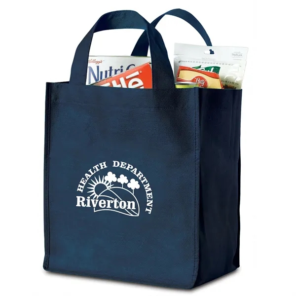 Grocery bag made of non-woven polypropylene with bottom reinforced insert and... from ASI 68507 The Magnet Group / Perfect Line