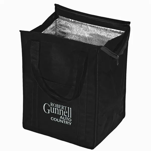 Insulated tote bag with 19" reinforced handles, bottom panel insert, aluminum... from ASI 68507 The Magnet Group / Perfect Line