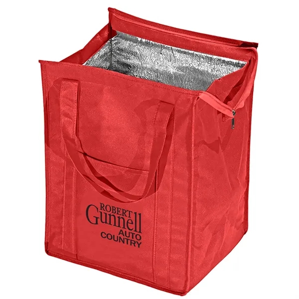 Insulated tote bag with 19" reinforced handles, bottom panel insert, aluminum... from ASI 68507 The Magnet Group / Perfect Line