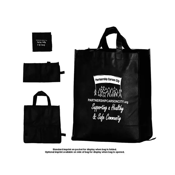 Non-woven grocery bag with 15" straps and sewn-in plastic insert.... from ASI 68507 The Magnet Group / Perfect Line
