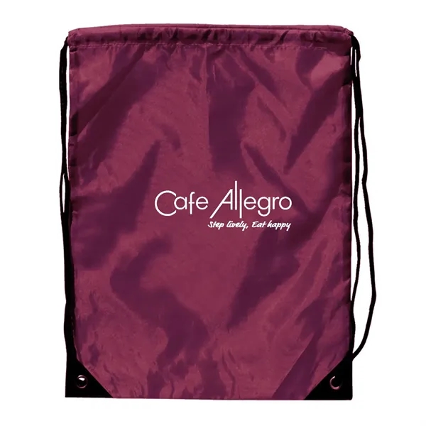 Backpack with nylon braided drawstring closure, metal grommets and large imprint... from ASI 68507 The Magnet Group / Perfect Line