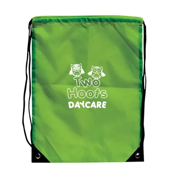 Backpack with nylon braided drawstring closure, metal grommets and large imprint... from ASI 68507 The Magnet Group / Perfect Line